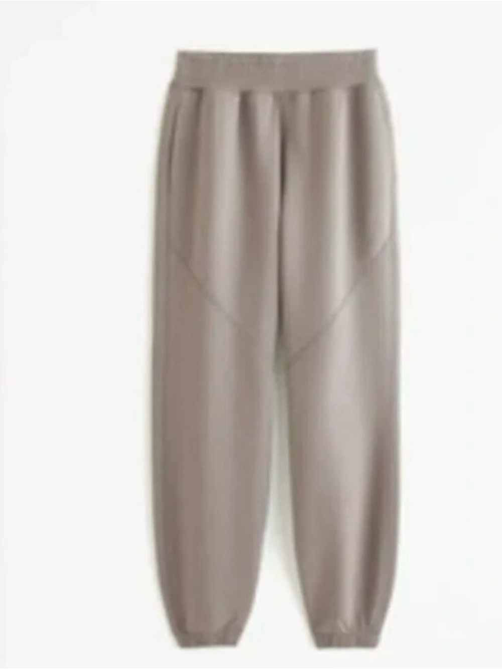 Relaxed High-Rise Jogger Pants in Taupe